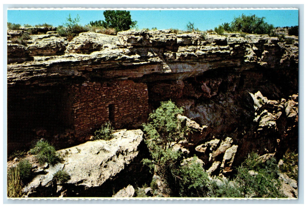 c1950's Montezuma Well Ruins Limestone Rock View Camp Verde Arizona AZ Postcard