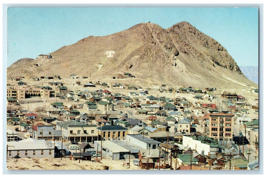 1973 Birds Eye View Old Silver Mining Camp Houses Tonopah Nevada NV Postcard