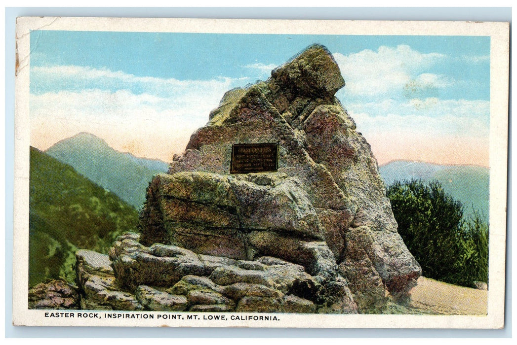 c1920's Easter Rock Inspiration Point Mt. Lowe California CA Unposted Postcard