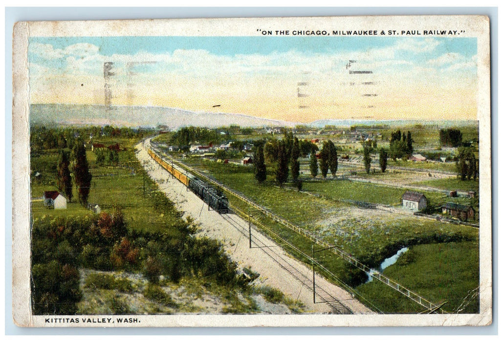 1921 Chicago Milwaukee & St. Paul Railway Seattle Washington WA Train Postcard