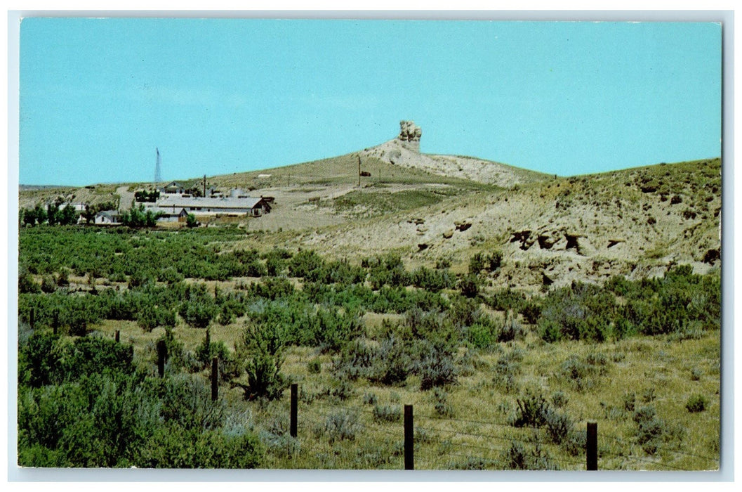c1950 Teapot Rock Over View Building North Of Casper Wyoming WY Vintage Postcard