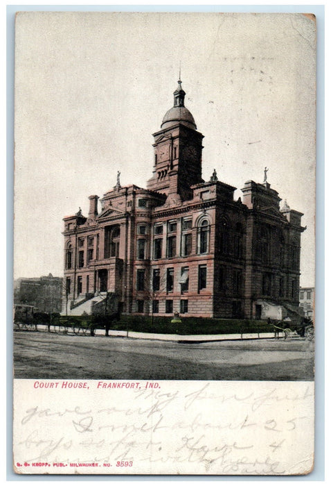 1908 Court House Exterior Roadside Frankfort Indiana IN Posted Carriage Postcard