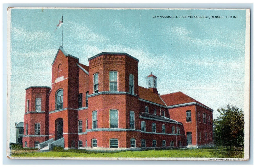 1908 Gymnasium St. Joseph College Exterior Rensselaer Indiana IN Posted Postcard