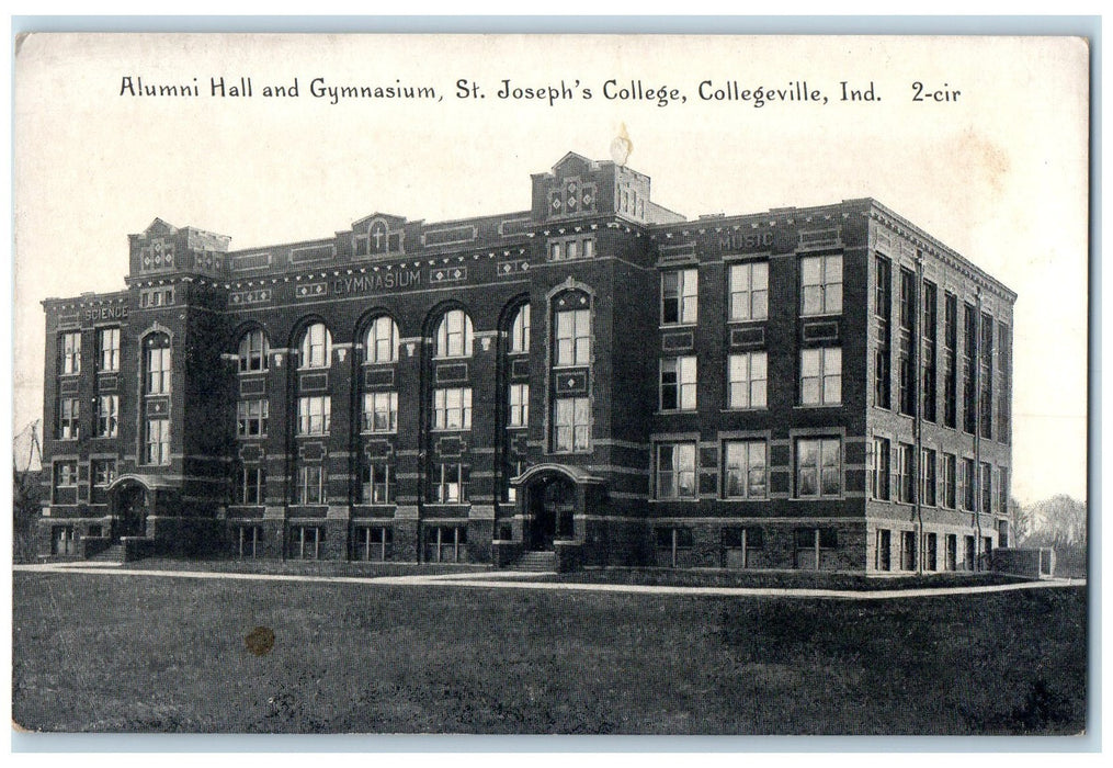 c1940's Alumni Hall And Gymnasium St. Joseph College Collegeville IN Postcard