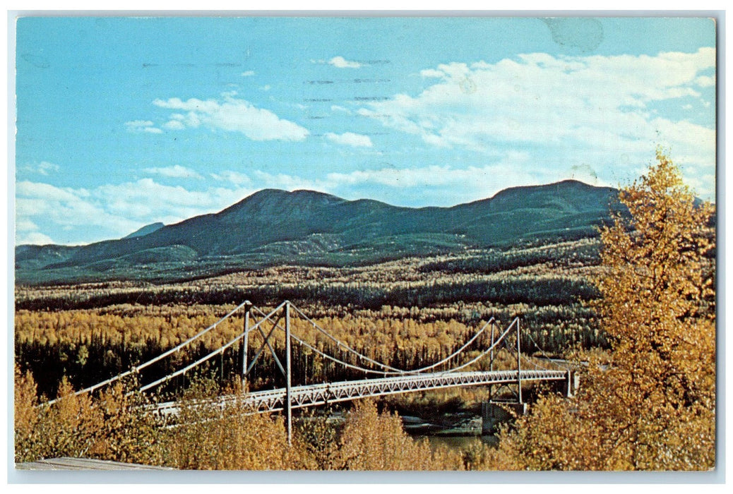 1962 Laird River Bridge 496 Mile Mountains Grove View Alaska Highway AK Postcard