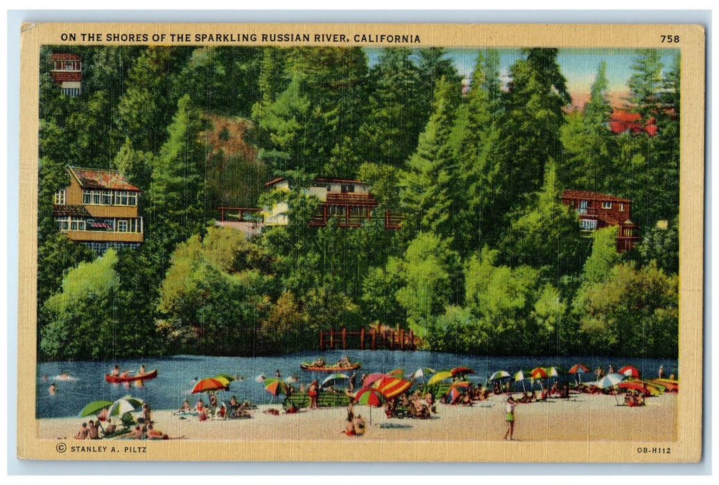 1947 On The Shores Of The Sparkling Russian River Santa Posa CA Posted Postcard