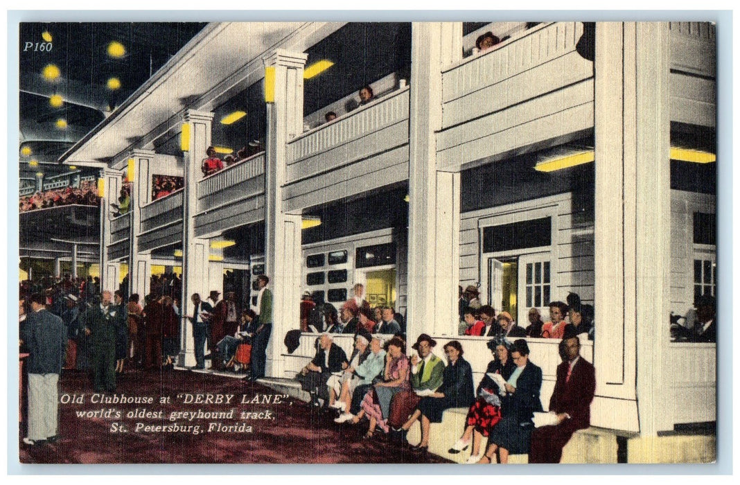 c1940's Old Clubhouse At Derby Lane St. Petersburg Florida FL Unposted Postcard