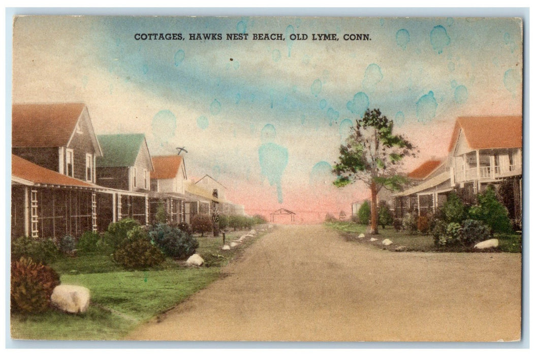 c1940s Cottages Hawks Nest Beach Scene Old Lyme Connecticut CT Unposted Postcard
