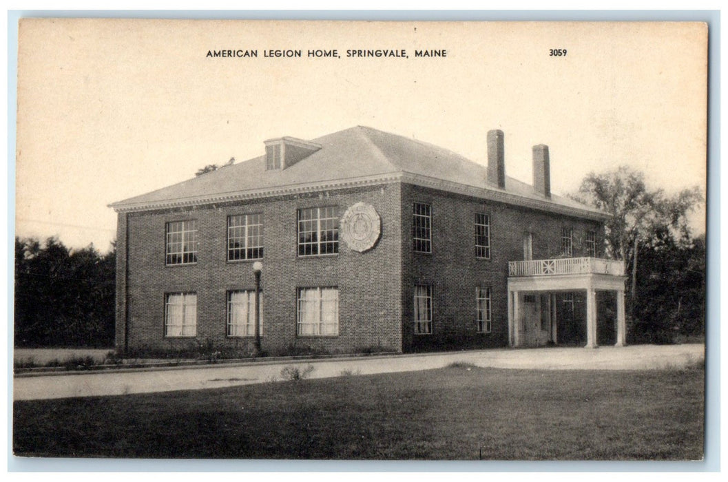 c1910's American Legion Home Building Road Entrance Springvale Maine ME Postcard