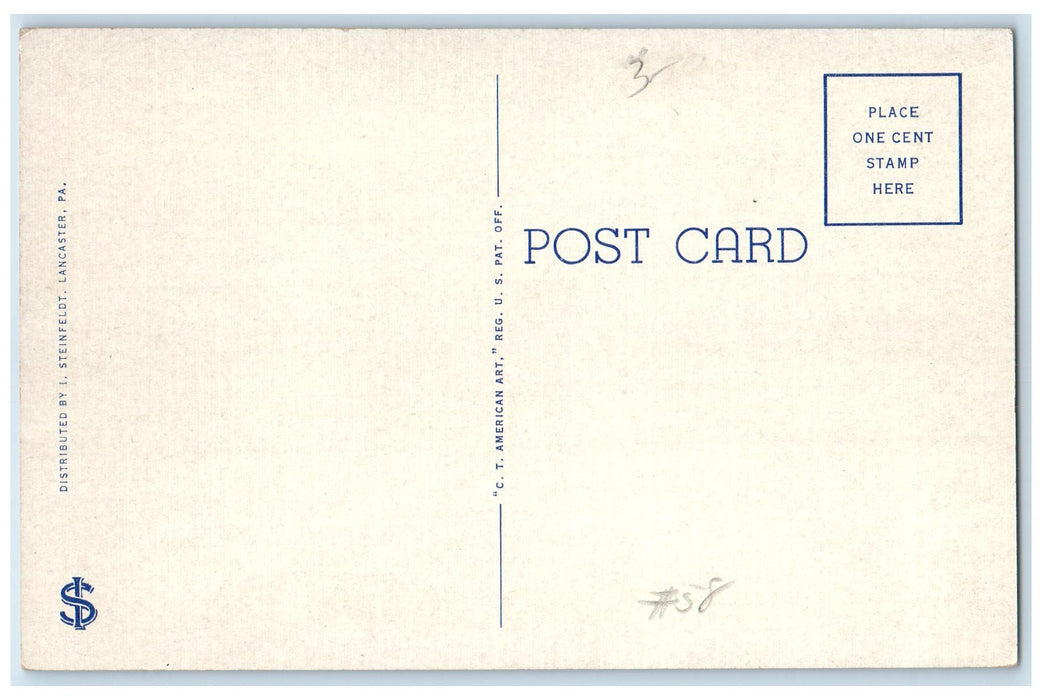 c1940's Lancaster County Jail Exterior Lancaster Pennsylvania PA Trees Postcard