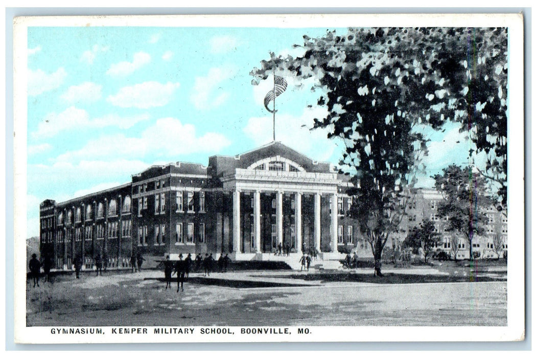 1930's Gymnasium Kemper Military School Building Boonville Missouri MO Postcard