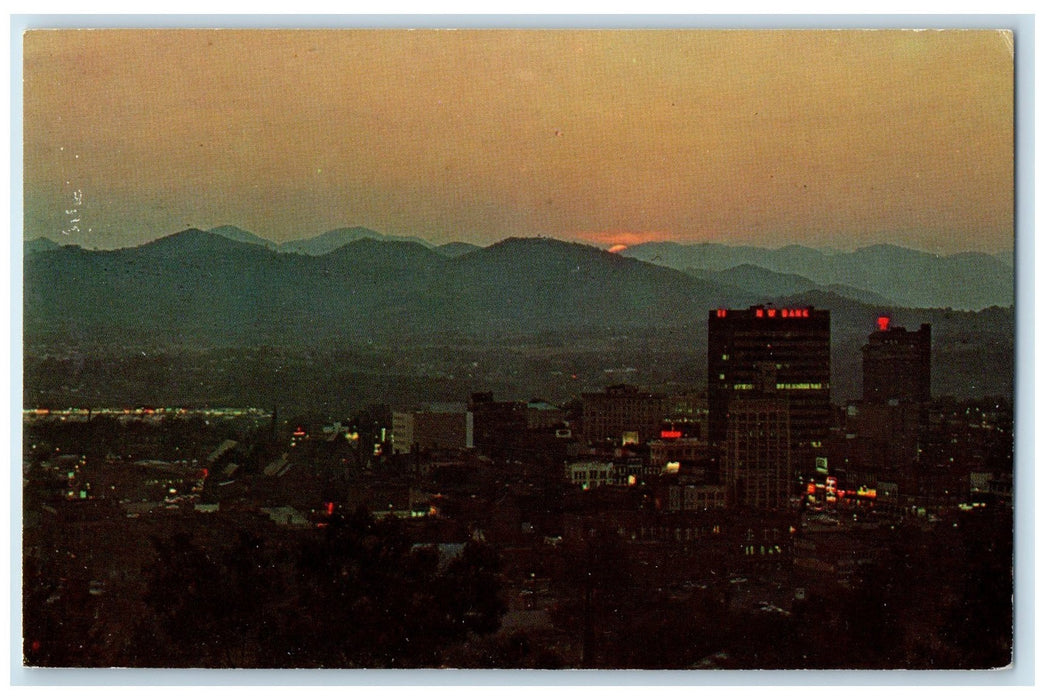 c1960's Seen At Dusk Asheville North California CA Unposted Buildings Postcard