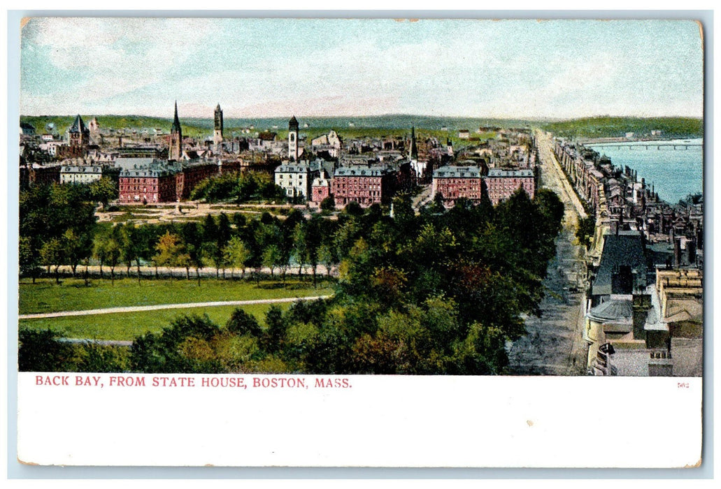 c1905's Back Bay From State House Buildings Boston Massachusetts MA Postcard