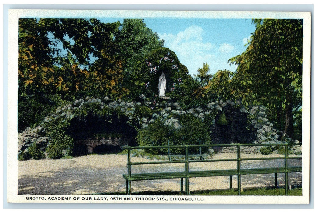 c1920 Grotto Academy Of Our Lady 95th & Throop St. Chicago Illinois IL Postcard