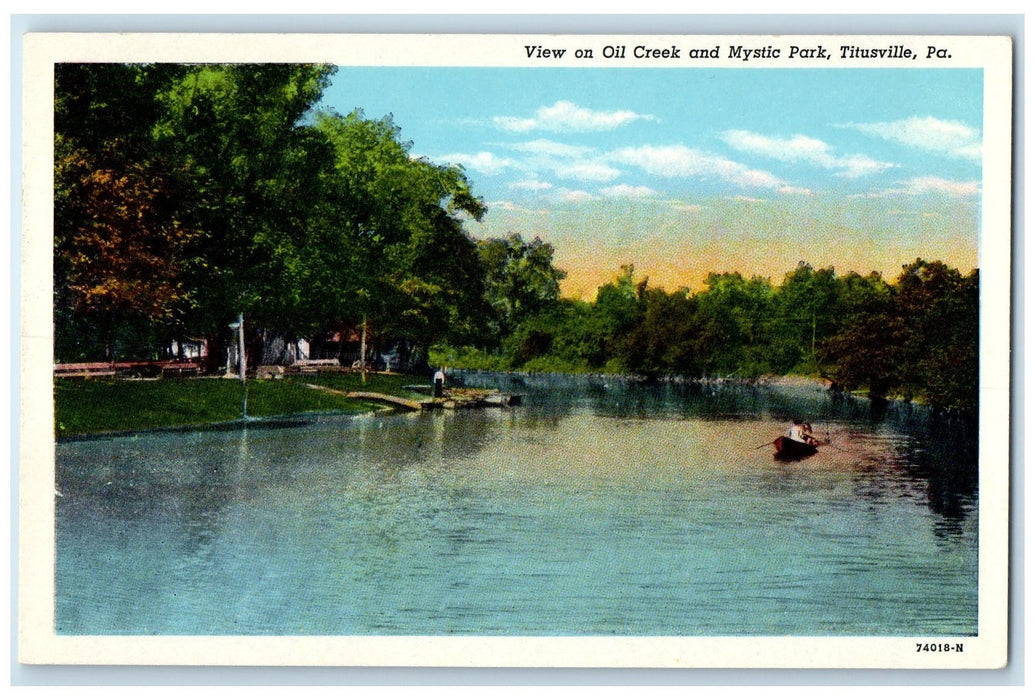 c1920's View On Oil Creek & Mystic Park View Titusville Pennsylvania PA Postcard