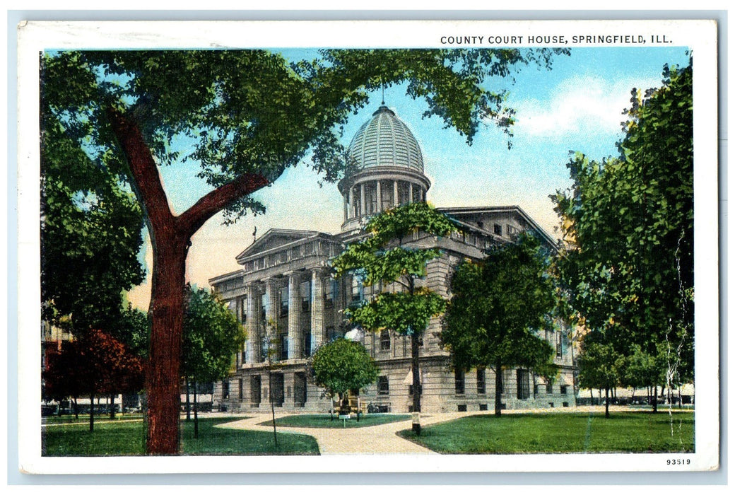 1937 County Court House Building Tower Cannon Springfield Illinois IL Postcard