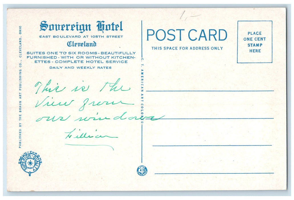 c1920's Rockefeller Park Sovereign Hotel Lake Harbor Boats Cleveland OH Postcard