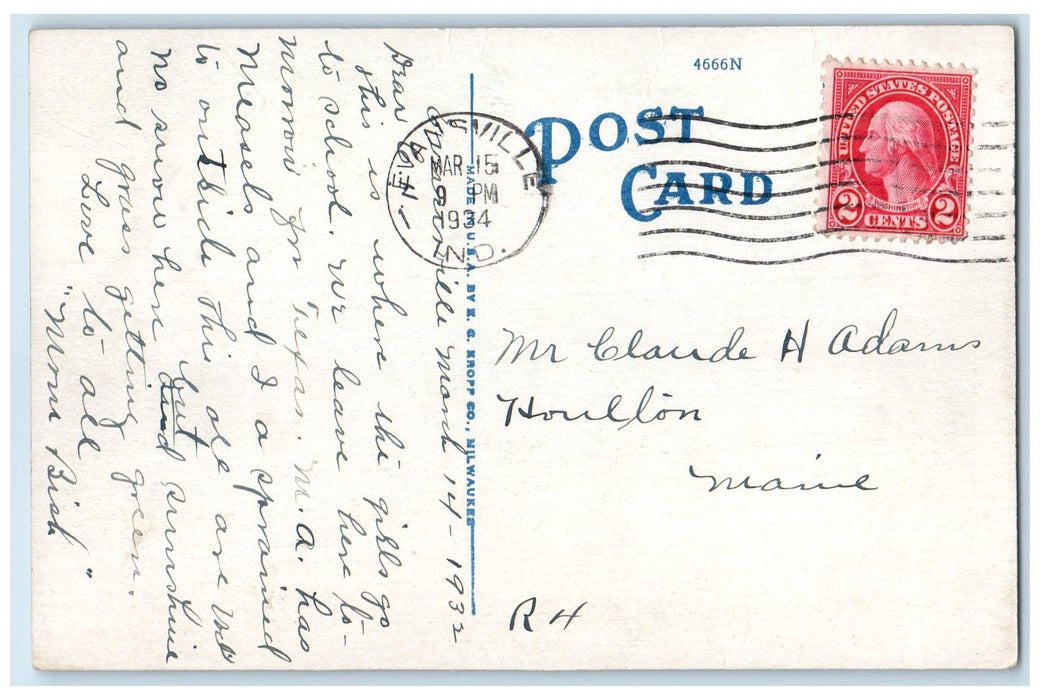 1934 The Air Cross Roads Bosse High School Roadside Evansville IN Trees Postcard