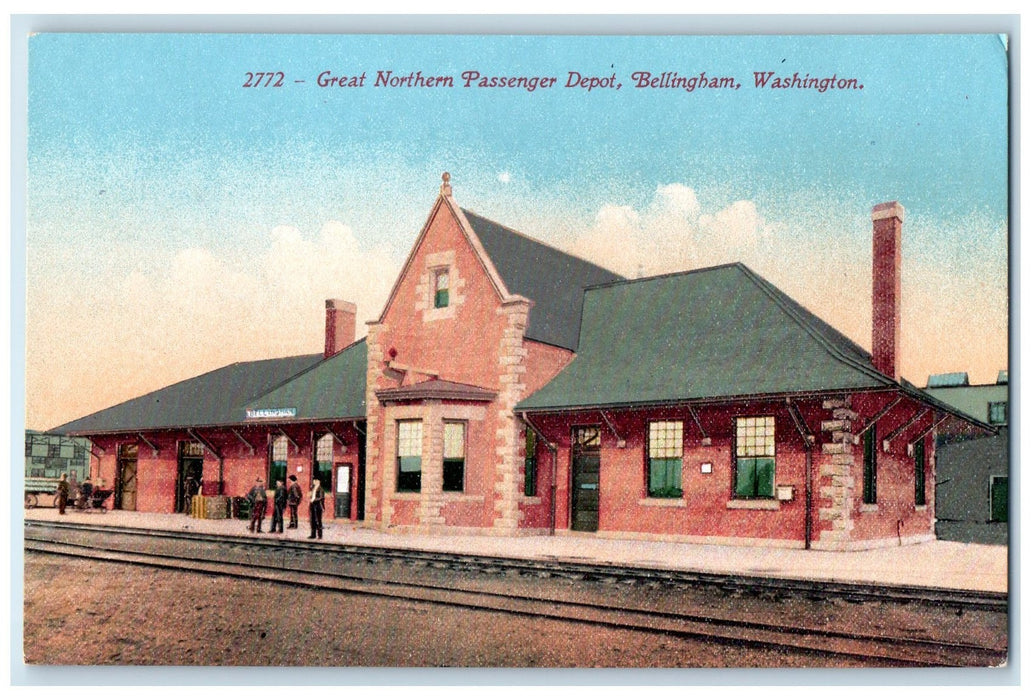 c1910's Great Northern Passenger Depot Exterior Railway Bellingham WA Postcard