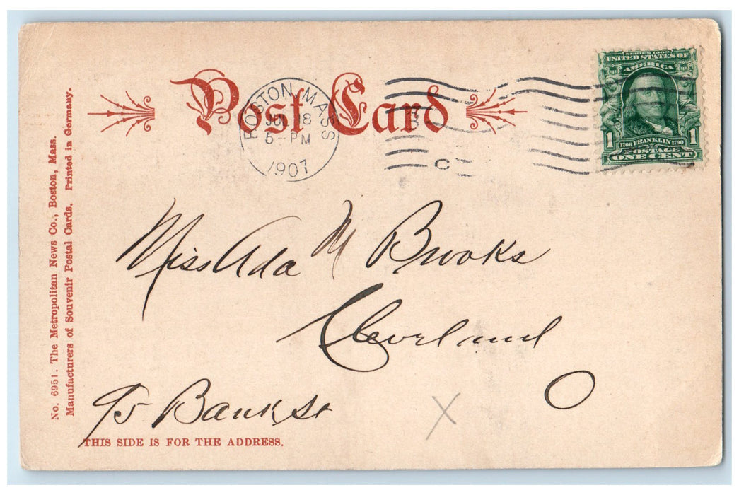 1907 Cambridge Street Gate Harvard College Thayer Hall Stoughton Hall Postcard