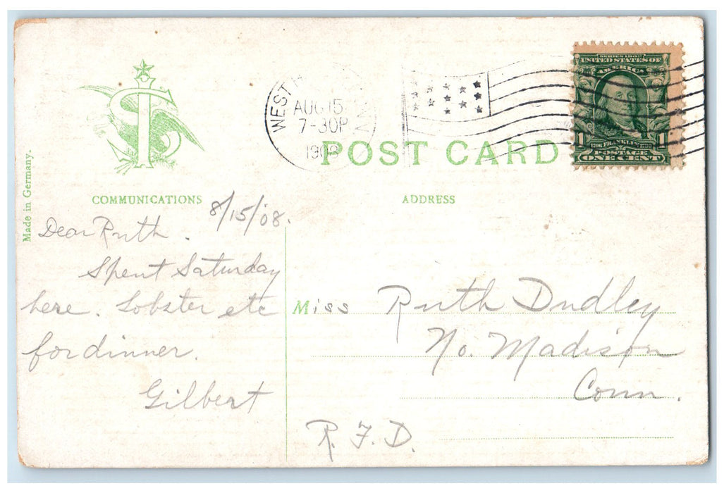 1908 Sperry Light In The Distance Savin Rock New Haven Connecticut CT Postcard