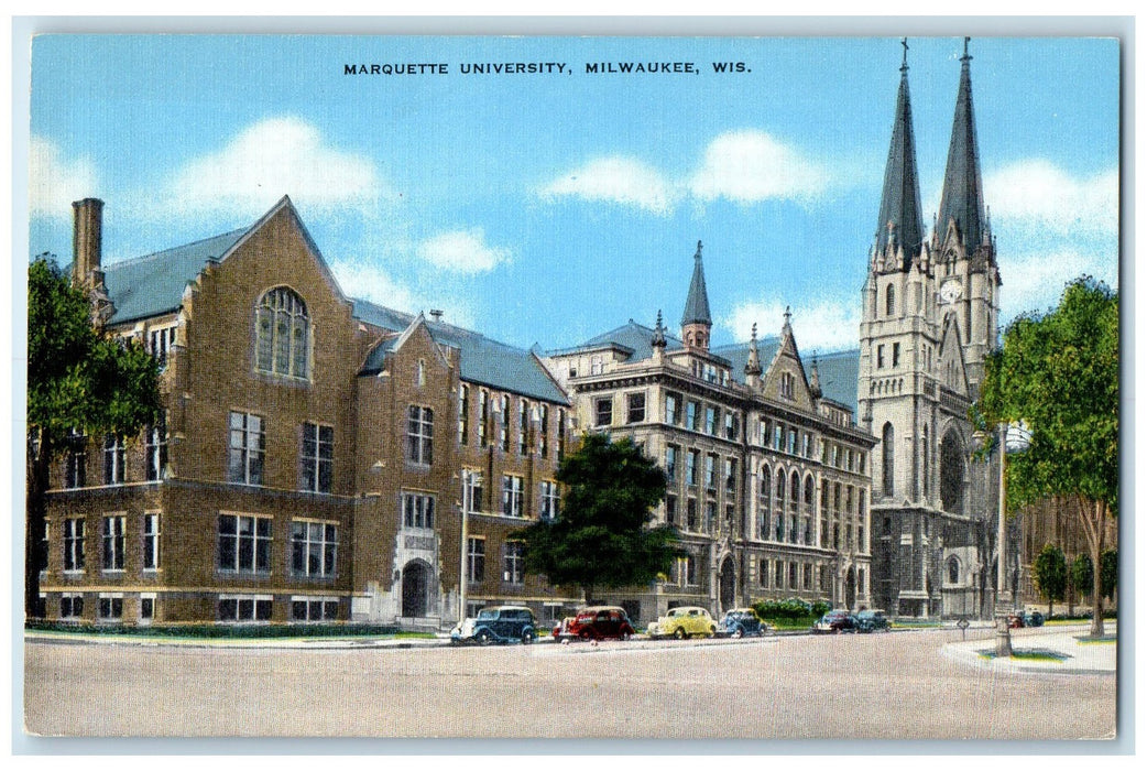c1940's Marquette University Campus Building Milwaukee Wisconsin WI Postcard