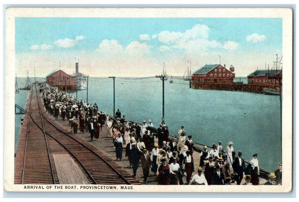 1914 Arrival Of The Boat Provincetown Massachusetts MA Posted Vintage Postcard