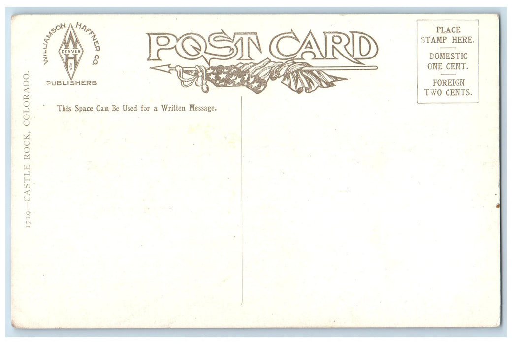 c1910's Locomotive Rail Road Station Hills View Castle Rock Colorado CO Postcard
