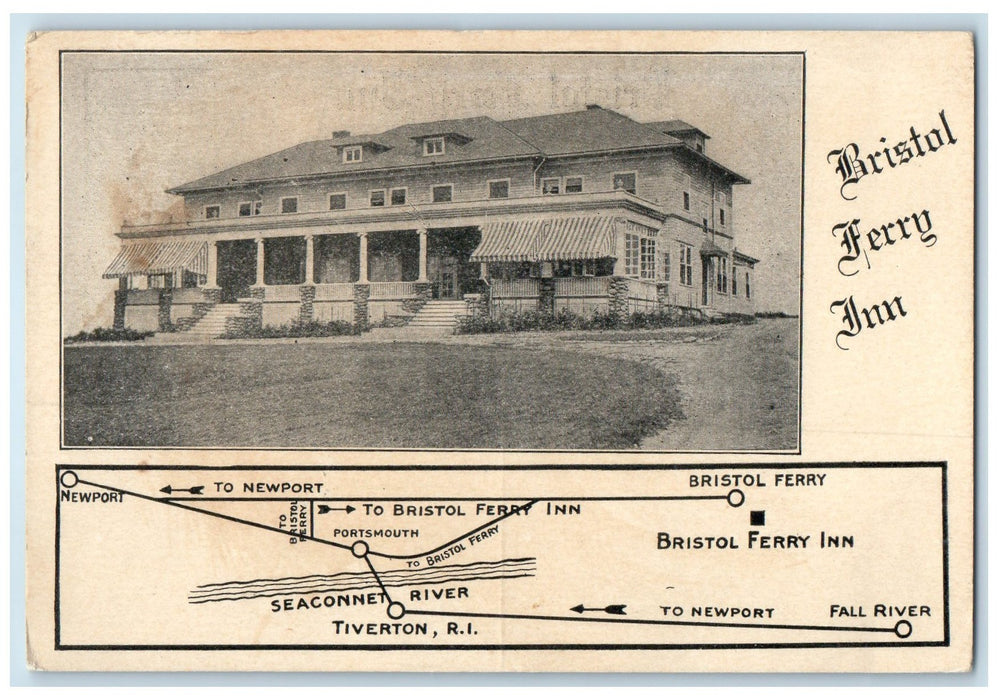 1910 Bristol Ferry Inn Exterior Bristol Ferry Rhode Island RI Posted Postcard