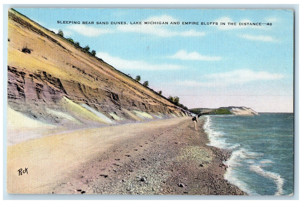 c1940 Sleeping Bear Sand Dunes Lake Michigan Empire Bluffs Michigan MI Postcard