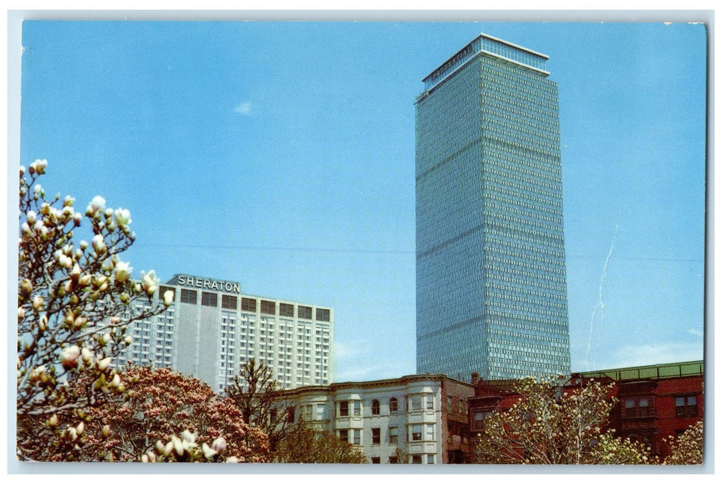 1968 Prudential Tower And Sheraton Boston Hotel Exterior Boston MA Tree Postcard