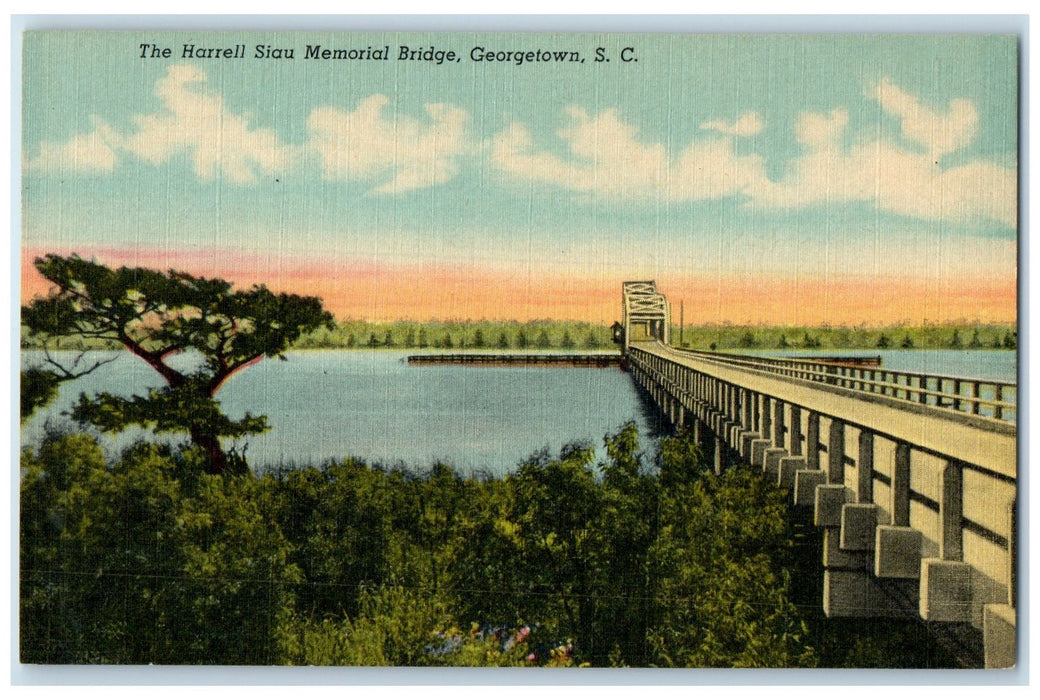 c1940's The Harrell Siau Memorial Bridge Georgetown South Carolina SC Postcard