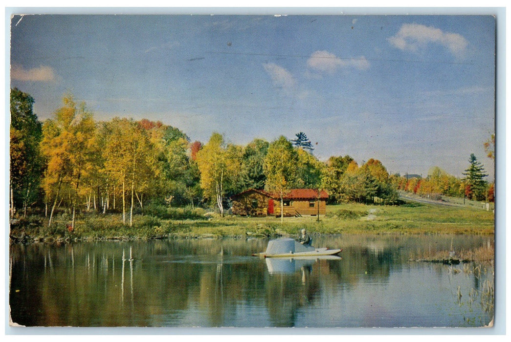 1955 Baker Brook Mountain Lodges And Cabins Littleton NH Posted Boat  Postcard