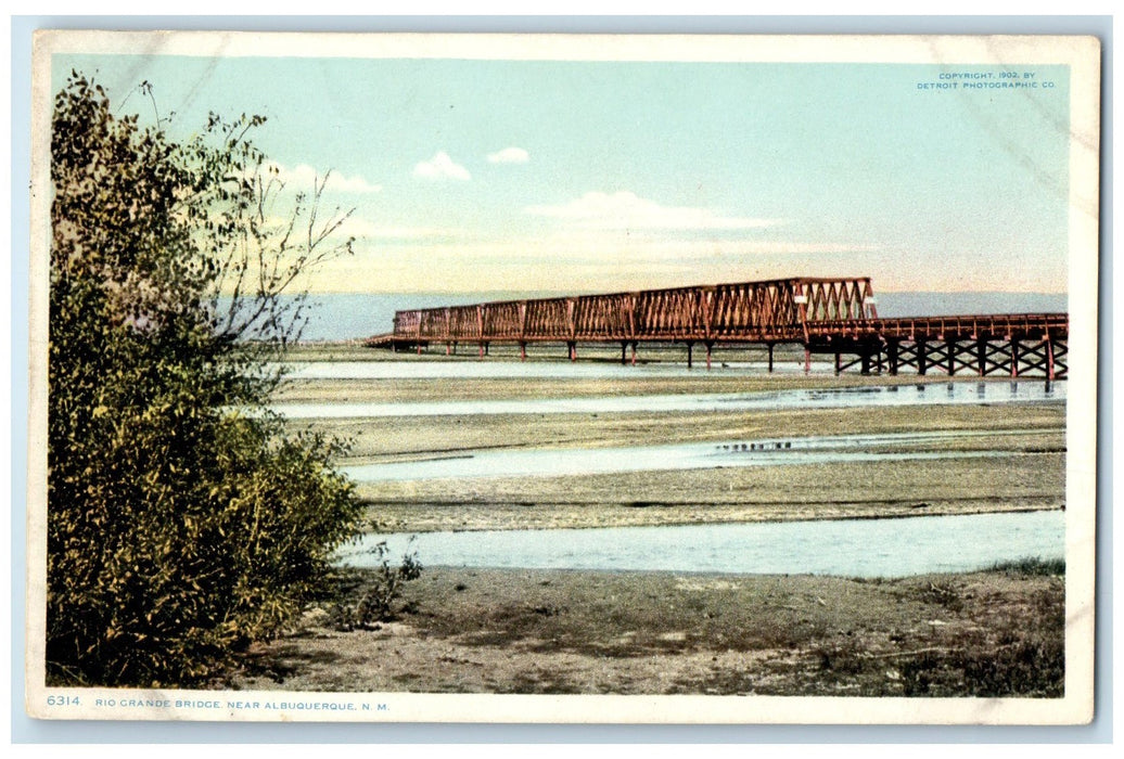 c1920's Rio Grande Truss Bridge Low Tide Near Albuquerque New Mexico NM Postcard