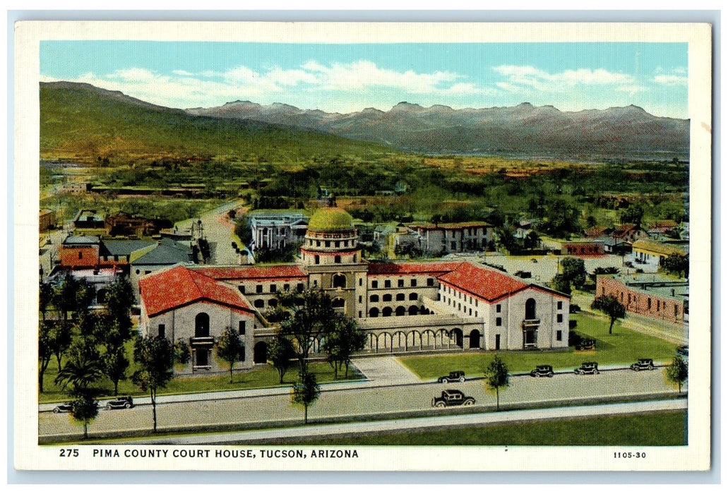 c1920's Pima County Court House Building Classic Cars Tucson Arizona AZ Postcard