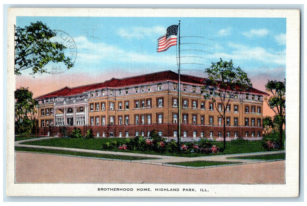 1948 Brotherhood Home Flower Beads Building Highland Park Illinois IL Postcard