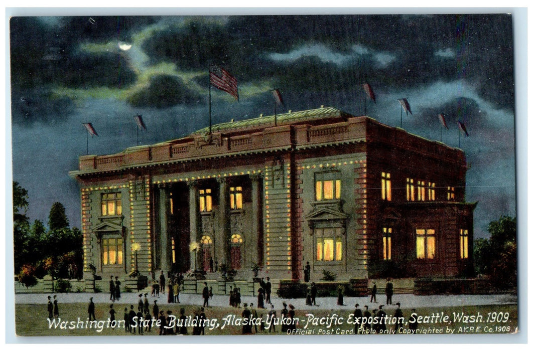 c1910 Washington State Building Alaska Yukon Pacific Expo. Seattle WA Postcard