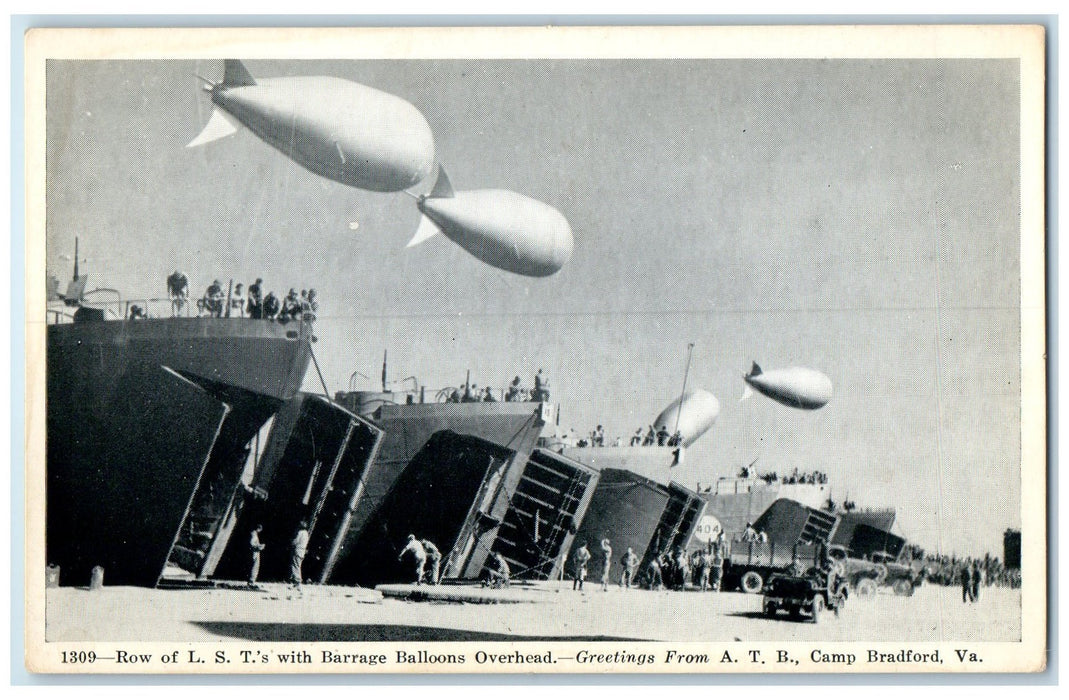 c1920 Greetings From ATB Camp Barrage Air Balloons Bradford Virginia VA Postcard