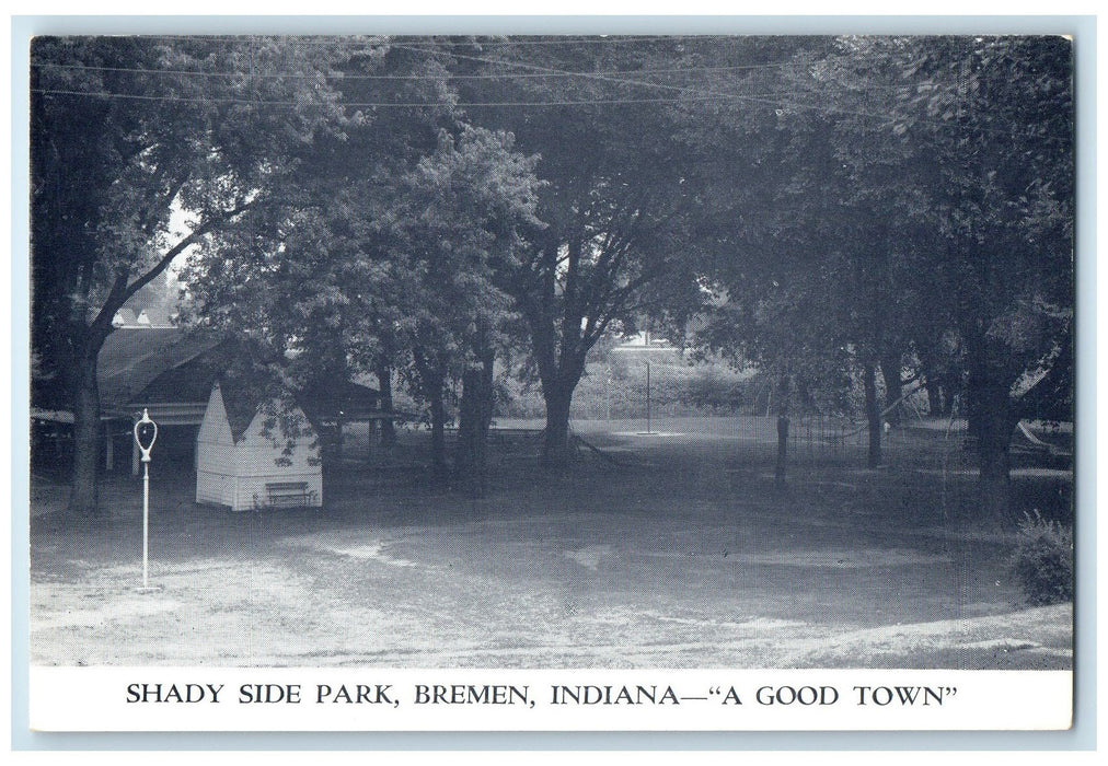 c1920 Shady Side Park Kids & Adult Play Ground Picnic Bremen Indiana IN Postcard