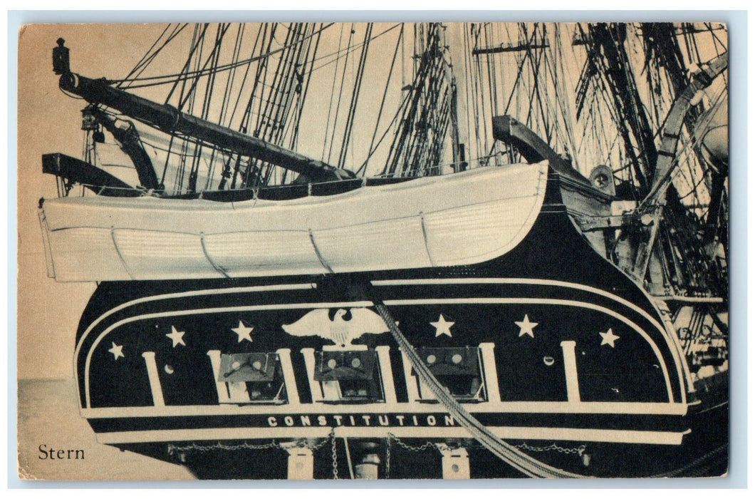 c1950 Constitution Launched At Hartts Ship Yard Boston Massachusetts MA Postcard