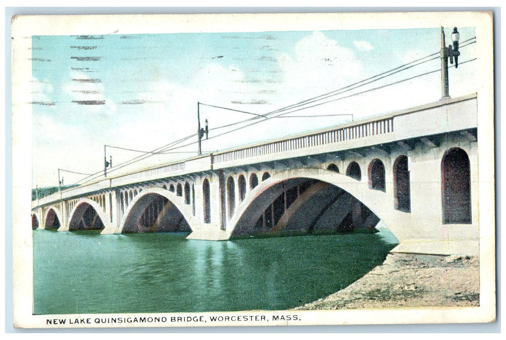 1920 New Lake Quinsigamond Bridge Worcester Massachusetts MA Posted Postcard