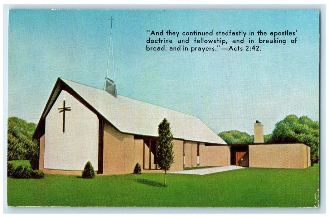 c1950's Apostolic Lutheran Church Lahser Road Southfield Michigan MI Postcard