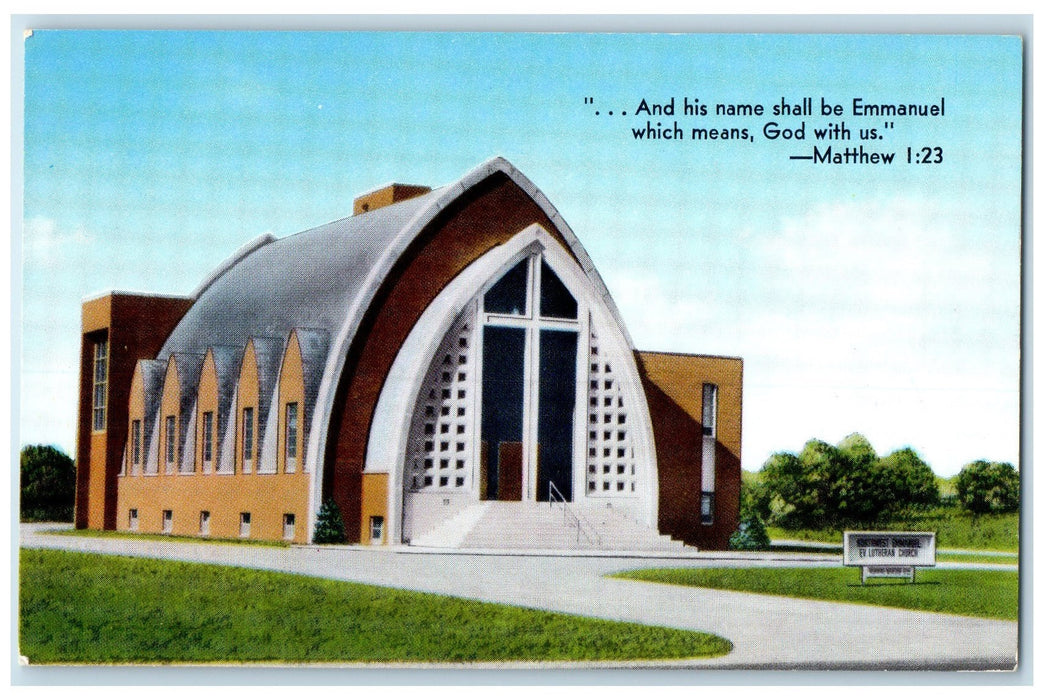 c1950's Northwest Emmanuel Ev. Lutheran Church View Detroit Michigan MI Postcard