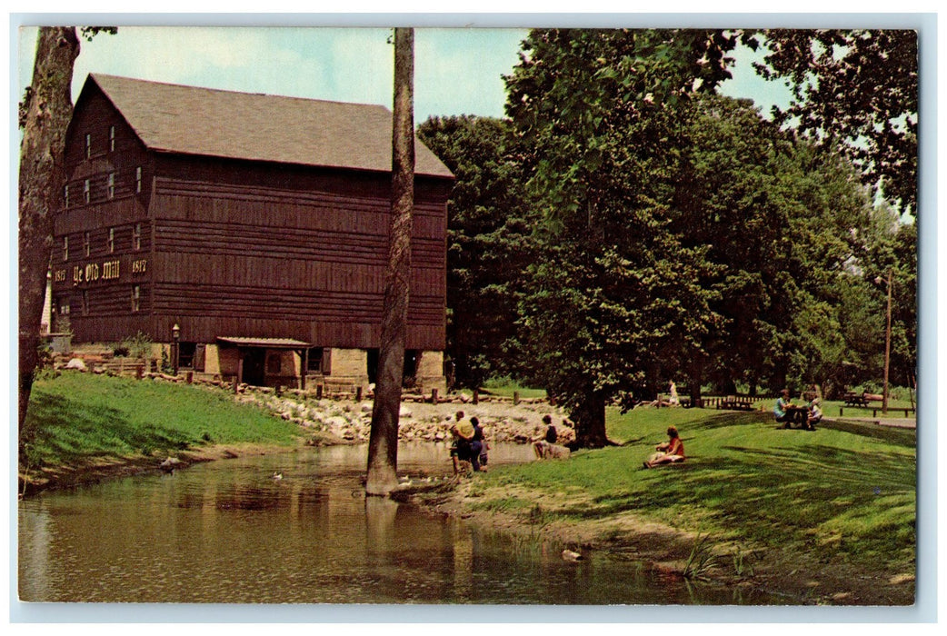 c1950's Ye Olde Mill Oldest Biggest Mill Fishing Bathing Utica Ohio OH Postcard