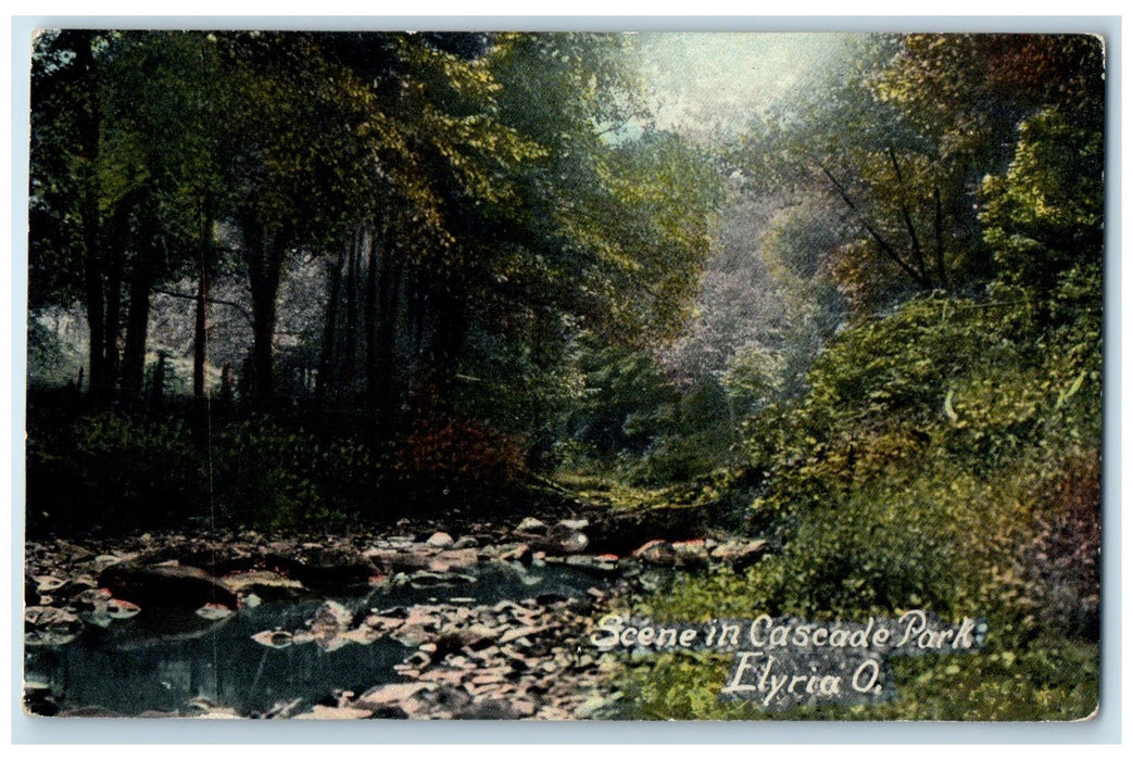 1913 Scene In Cascade Park Stony Creek Grove View Elyra Ohio OH Posted Postcard