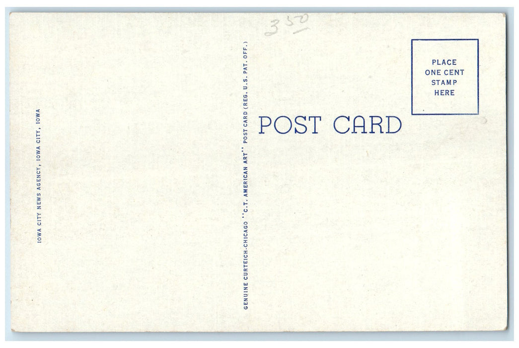 c1940's Iowa City High School Campus Building US Flag Iowa City Iowa IA Postcard