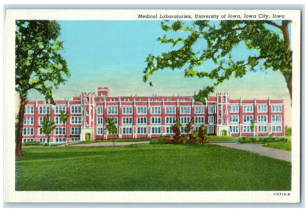 c1940's Medical Laboratories University Of Iowa View Iowa City Iowa IA Postcard