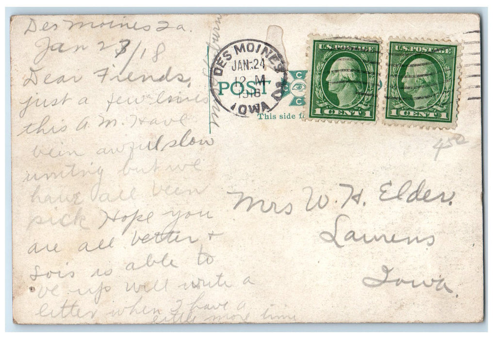 1918 State University Hospital Building Dirt Road Iowa City Iowa IA Postcard