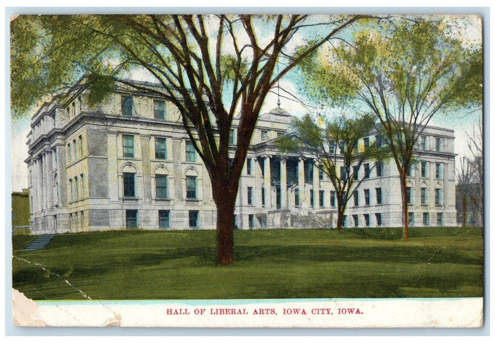 1909 Hall Of Liberal Art's Building Grounds Entrance Iowa City Iowa IA Postcard