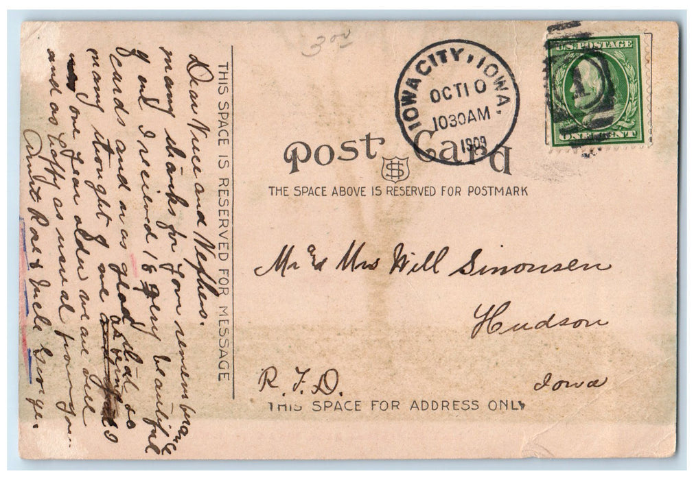 1909 Hall Of Liberal Art's Building Grounds Entrance Iowa City Iowa IA Postcard